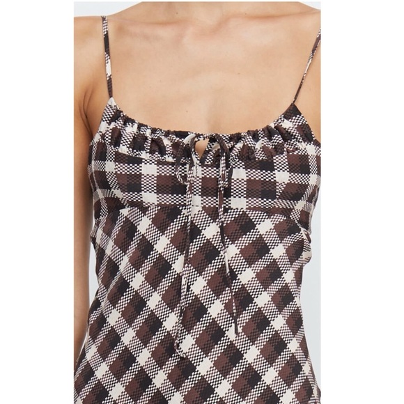 Bec + Bridge silk blend tie midi dress in basket weave check NEW - Picture 4 of 8